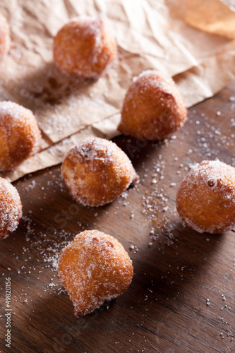 Photo: Fritter puff dusted with sugar Fritter puff dusted with sugar