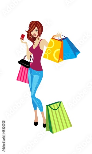 Vector: beautiful ladies who shop with credit card beautiful ladies who shop with credit card