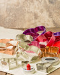 Foto: Cookie or biscuit cutters on a cloth Cookie or biscuit cutters on a cloth