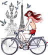 woman on Alexander III bridge in Paris