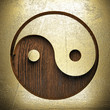 golden sign on wooden wall