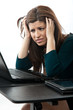 Photo: Attractive hispanic businesswoman frustrated with technology Attractive hispanic businesswoman frustrated with technology