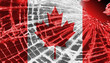 Broken ice or glass with a flag pattern, Canada