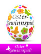 Osterei, Ostergewinnspiel, Ei, Muster, Blumen, Text, Schrift, 3D