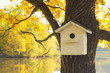 Vogelhaus, Vogelnest, Nistkasten, Herbst, Laubfärbung