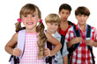 kids wearing their school bags