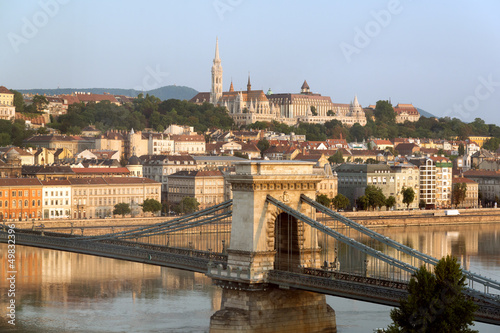 Photo: View of Buda and Chain bridge in early morning View of Buda and Chain bridge in early morning
