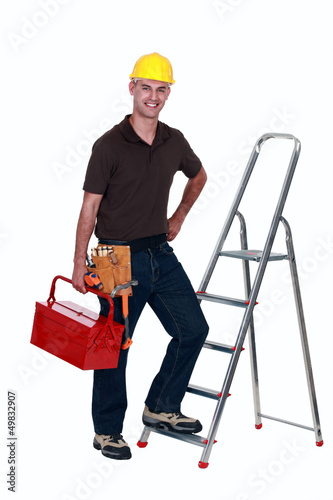 Photo: craftsman climbing a ladder craftsman climbing a ladder