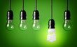 Idea concept with light bulbs and energy save bulb.