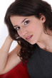 Close-up shot of brunette