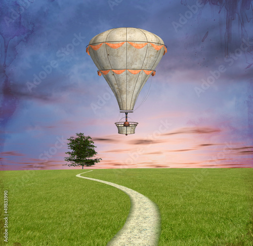 Illustration: Steam punk hot air balloon Steam punk hot air balloon