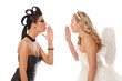 Devil and angel whispering
