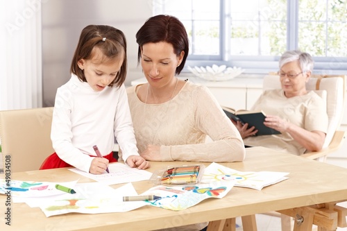 Photo: Mother and daughter drawing Mother and daughter drawing