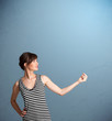 Pretty lady gesturing with copy space