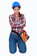 Handywoman pouting
