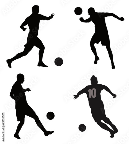 Vector: Soccer players detailed vector silhouettes set. Sports design Soccer players detailed vector silhouettes set. Sports design