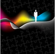 man with puzzle background