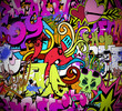 Graffiti wall art background. Hip-hop style seamless texture pat