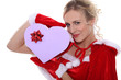 Mrs Claus with a box of chocolates