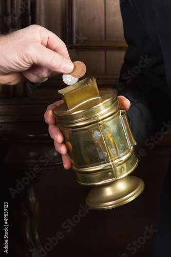 Photo: Fundraising or alms Fundraising or alms