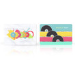 Colorful CDs inside a business card. 