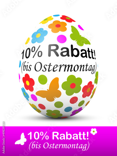 Vector: Osterei, Ostern, 10 Prozent Rabatt, Werbung, bis Ostermontag, 3D Osterei, Ostern, 10 Prozent Rabatt, Werbung, bis Ostermontag, 3D