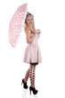 Photo: Beautiful pin-up girl with umbrella (with reflection) Beautiful pin-up girl with umbrella (with reflection)