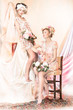 Sophistication. Two Pin Up Girls in Retro Dresses. Luxury