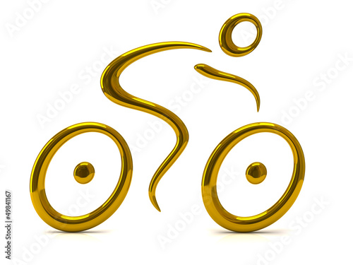 Illustration: Golden cyclist icon Golden cyclist icon