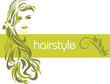 Female hairstyle. Decorative banner
