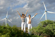 Zen couple on a wind farm