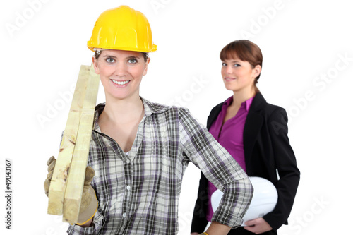 Photo: Female architect and builder Female architect and builder
