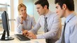 Business people meeting in front of desktop