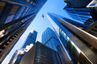Looking up at Chicago's skyscrapers in financial district