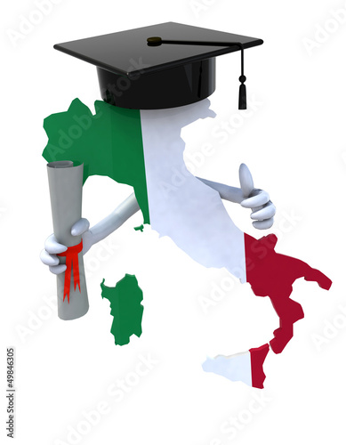 Illustration: Italy maps with Graduation Cap and Diploma Italy maps with Graduation Cap and Diploma