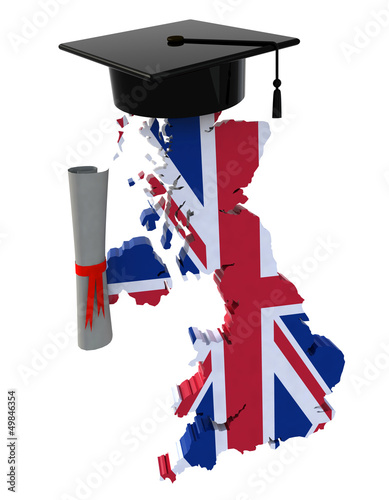 Illustration: England maps with Graduation Cap and Diploma England maps with Graduation Cap and Diploma