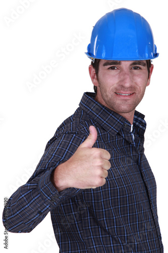 Photo: Builder giving ok gesture Builder giving ok gesture