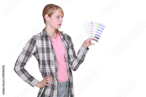 Photo: Woman with swatch Woman with swatch