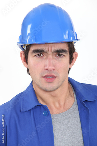 Photo: Concerned construction worker Concerned construction worker