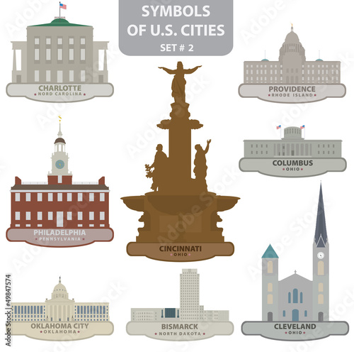 Vector: Symbols of US cities Symbols of US cities