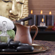Asiatische Dekoration mit Buddha und Hot-Stone