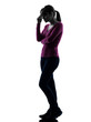 Photo: woman thinking sadness full length silhouette woman thinking sadness full length silhouette