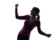 woman arms outstretched screaming happy silhouette