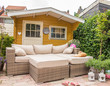 Garden shed and sofa