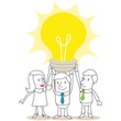 Geschäftsleute, Idee, Brainstorming, Glühbirne, Teamwork