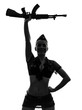 Foto: sexy woman in army uniform saluting kalachnikov silhouette sexy woman in army uniform saluting kalachnikov silhouette