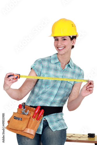 Photo: Woman holding easel Woman holding easel