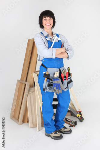 Photo: Female woodworker with tools Female woodworker with tools