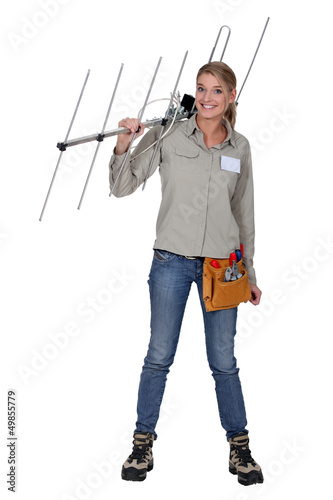 Photo: Woman with TV antenna Woman with TV antenna