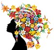 Vector: Girl's Portrait Exotic Flowers-Ritratto Ragazza Fiori Esotici Girl's Portrait Exotic Flowers-Ritratto Ragazza Fiori Esotici